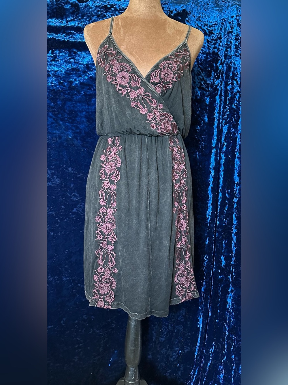 POL Sleeveless Black Midi Dress with Pink Lace Side Panels NWT